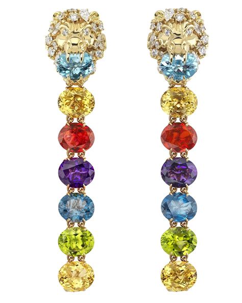 gucci lion earrings|gucci multi stone earrings.